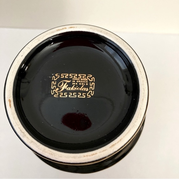 Vintage Fakiolas Handmade Greek Botanical/Floral Vase 24K Gold Trim - Picture 7 of 7